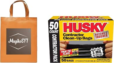 42-Gallon Contractor Clean-Up Trash Bags (50 Count) Plus Free MagikoSFI Custom Shopping Tote Bag
