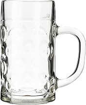 Libbey Oktoberfest Glass Beer Mug, Clear Dimpled Texture, 22 oz Capacity, Ergonomic Handle, Dishwasher Safe, Case of 12