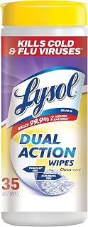 Lysol Dual Action Disinfecting Wipes, Citrus, 35 ct (Pack of 2)