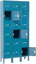 GLOBAL INDUSTRIAL Six Tier Locker, 12x15x12, 18 Door, Ready To Assemble, Blue