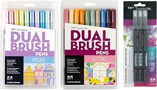 Tombow Art Marker Collection: Cottage and Pastel 20 Piece Dual Brush Pen Set with Blending Pen 3 Pack - Art Marker