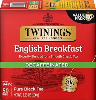 Twinings English Breakfast Tea, Decaffeinated Black Tea - Lively and Refreshing Decaf Tea Bags Individually Wrapped, 50 Count