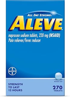 Aleve Pain Reliever & Fever Reducer Tablets, Naproxen Sodium, Headache, Back and Body Pain Relief Medicine, 270 Count