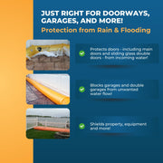 The Original HydraBarrier Standard Flood Barrier by Watershed Innovations – 6 Foot Length, 7.5 gallons, 20 mil Industrial Strength Vinyl, Orange, Pack of 4
