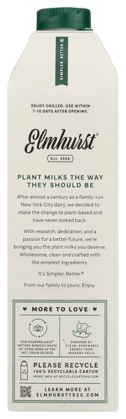 Milk Oat Unsweetened, 32 Fl Oz by Elmhurst – 32 Fl Oz (Pack of 1), Model 0018944000505