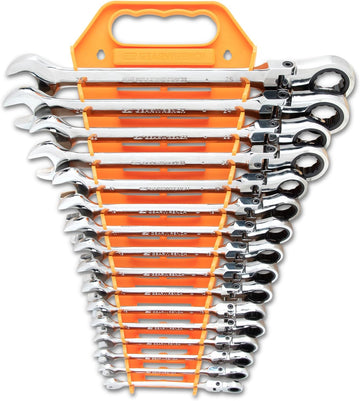 16 Pc. Ratcheting Flex Combination Wrench Set by GEARWRENCH – 16 Pc, Alloy Steel, Solid Black, Model KDT-9902