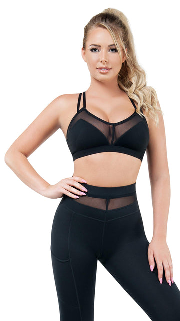 Reveal Sports Bra (Large) Black by Starline – Large, Spandex, Black, Model SA7003