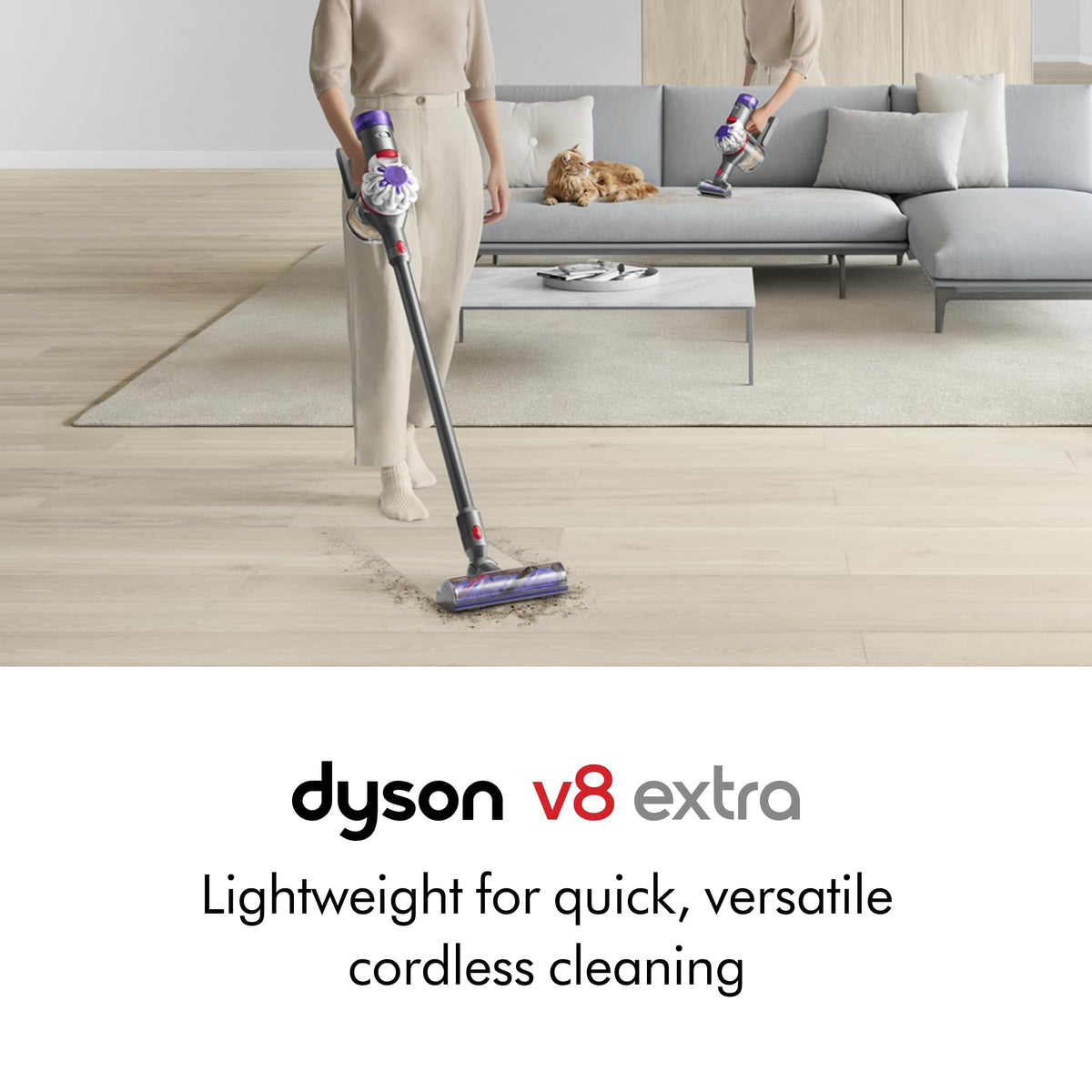 V8 Extra Cordless Vacuum Cleaner by Dyson – 0.54 liters, Nickel, Model 400496-01