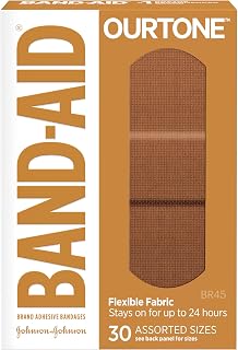 BAND-AID Brand Ourtone Fabric Adhesive Bandages, BR45, Assorted, 30 Ct