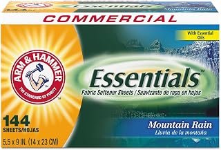 Arm & Hammer 3320000102 Essentials Dryer Sheets Mountain Rain 144 Sheets/Box 6 Boxes/Carton