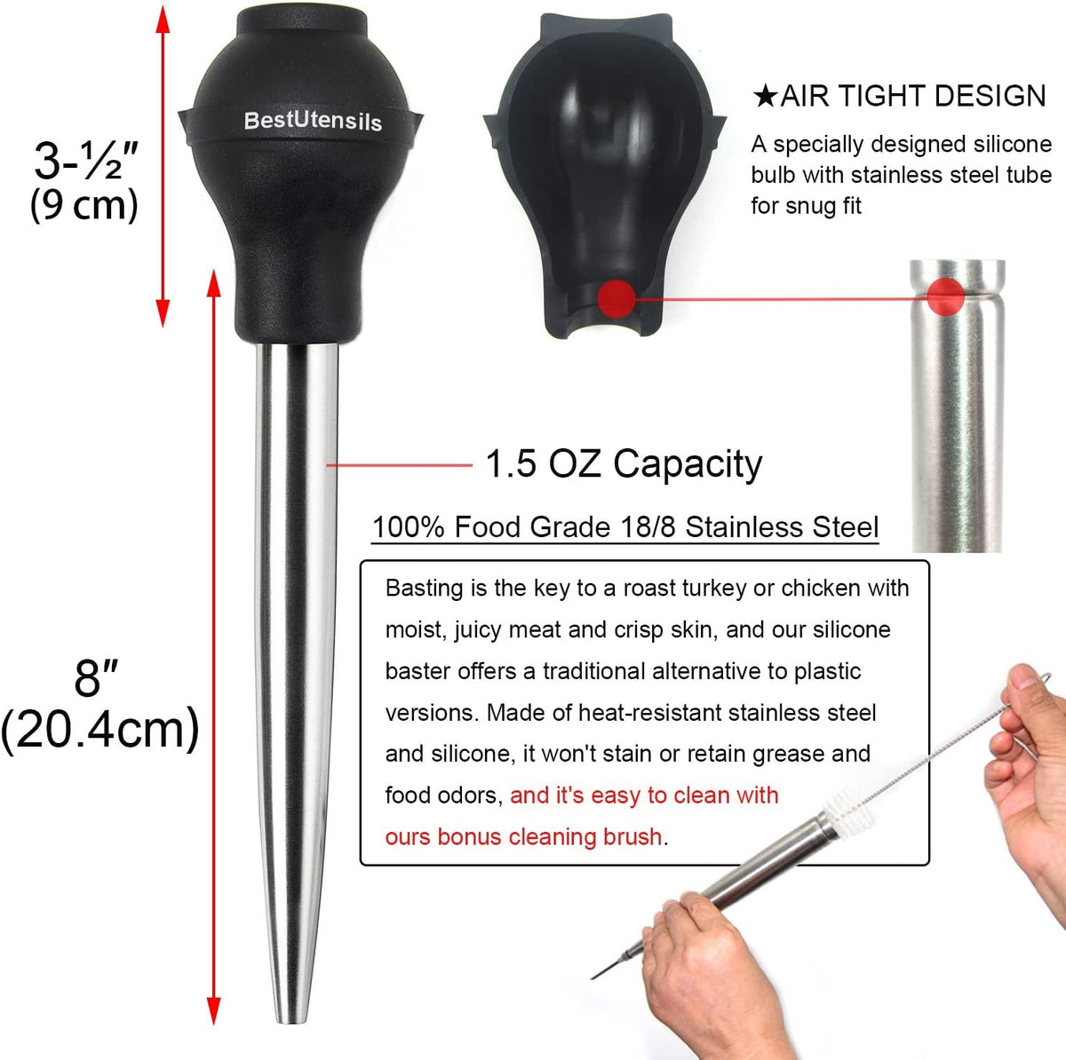 KAYCROWN Turkey Baster Set with Injectors and Poultry Forks, Silicone & Stainless Steel