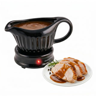 Ovente Ceramic Sauce Server, 13.5 Ounce Capacity, Black