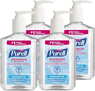 Purell Advanced Hand Sanitizer Refreshing Gel, Clean Scent, 8 oz Pump Bottle / 4 Bottles