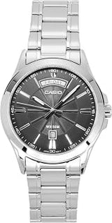 Casio MTP1381D-8AV Men's Vintage Classic Stainless Steel Gray Dial Classic Day Date Analog Watch