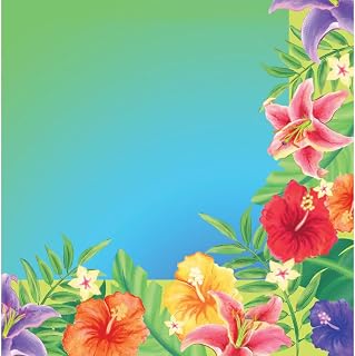 Creative Converting Big Value 50 Count 3-Ply Lunch Napkins, Luau Hibiscus Heat