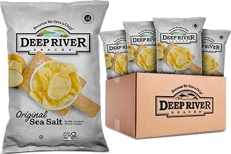 Deep River Original Sea Salt Kettle Cooked Potato Chips, 2 oz (Pack of 24) | Gluten-Free & Non-GMO Kettle Chips, Sea Salt Chips, Kosher, Great for Parties, Lunchboxes & On-the-Go Snacking