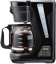 Proctor Silex Digital & Programmable FrontFill 12 Cup Drip Coffee Maker | Glass Carafe | Compact | Auto Shutoff | Black & Silver | 43685PS