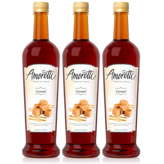 Premium Caramel Syrup 750ml 3 Pack by Amoretti – 38.88 Ounce (Pack of 3), Pack of 3, Model 00-WW7O0Y-11