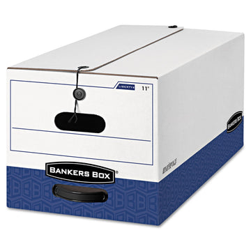 FEL00011 - Heavy-Duty Storage Boxes by Bankers Box – 12.25 x 24.13 x 10.75 inches, Corrugated Paper, White/Blue, Pack of 12