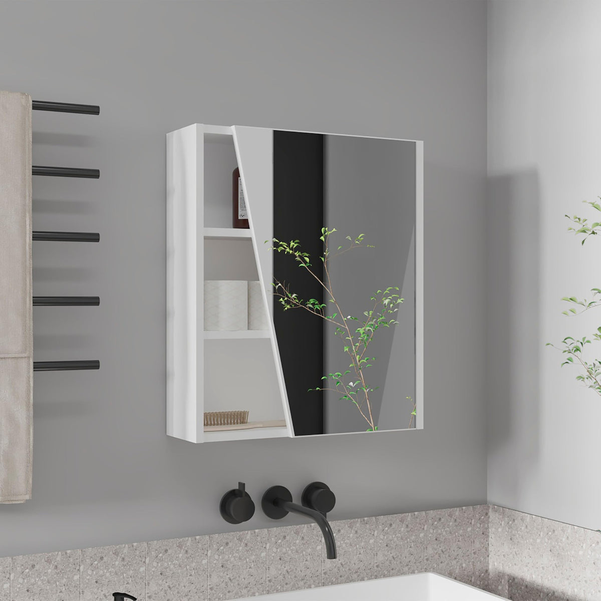 Quintana Medicine Cabinet with Mirror by Tuhome – Engineered Wood, White, Model GLB11585