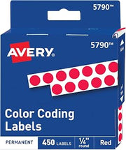 Avery Color-Coding Permanent Labels, 1/4 Inch Round Stickers, Red, Non-Printable, 450 Dot Stickers Total (5790)