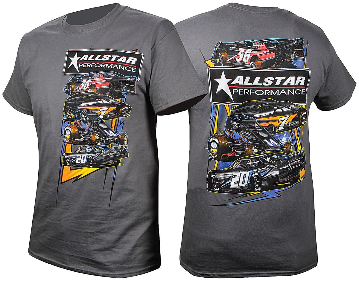 Allstar T-Shirt - Charcoal Gray - Allstar Circle Track Design - Medium - Each by Allstar Performance – Dark Gray, Model ALL99901M