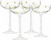 10 Strawberry Street Gold Bow Glassware, Coupe, Set of 4