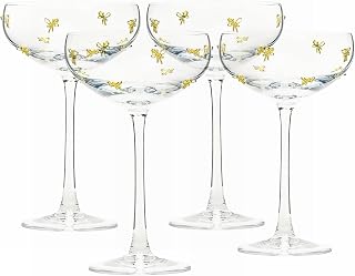 10 Strawberry Street Gold Bow Glassware, Coupe, Set of 4