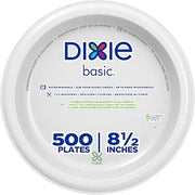Georgia-Pacific Dixie Basic 8.5 Inch Light-Weight Paper Plates By GP PRO, White, 500 Count (125 Disposable Plates Per Pack, 4 Packs Per Case), DBP09W