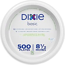 Dixie Basic 8.5 Inch Light-Weight Paper Plates By GP PRO, White, 500 Count (125 Disposable Plates Per Pack, 4 Packs Per Ca...