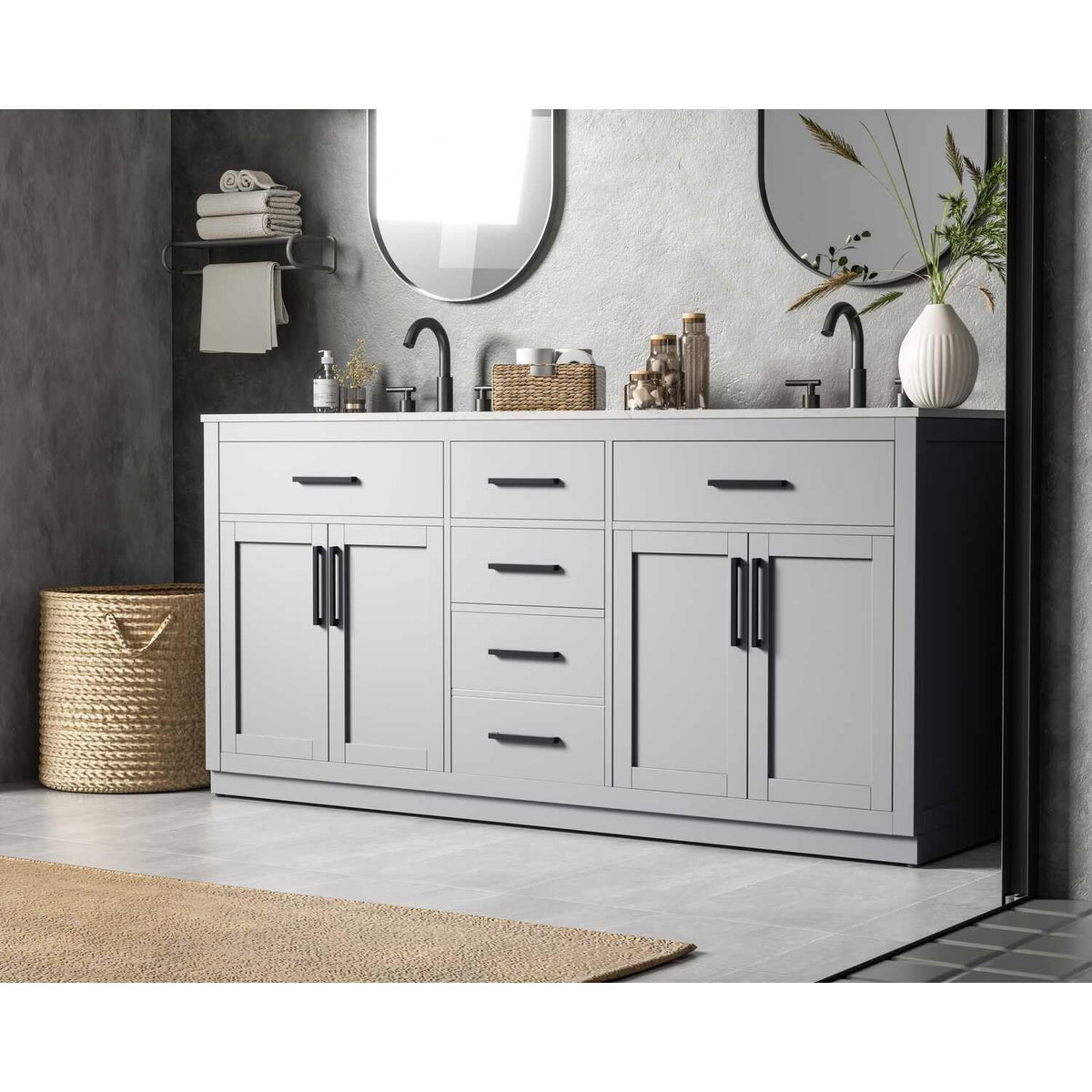 Alden Bathroom Vanity Grey by Lighting Design – Wood, Grey, Model VF29772DGR