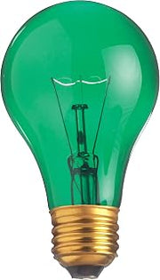 Satco S6081 25 Watt A19 Incandescent Light Bulb, Transparent Green
