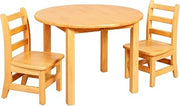 ECR4Kids 30in D Round Hardwood Table with 20in Legs and Two 10in Chairs, Kids Furniture, Honey, 3-Piece