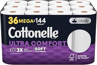 Cottonelle Ultra Comfort Soft Toilet Paper, 1 Mega Rolls = 4 Regular Rolls (Pack of 48)