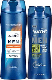 Suave Men 3-in-1 Variety 2-Pack – Hydrating Hair, Body, Face Wash + Citrus Rush Daily Clean Shampoo, Conditioner & Bodywash