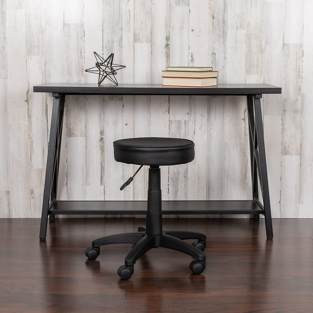 Adjustable Ergonomic Stool by Flash Furniture – Set of 1, Polyurethane, Black, Model CH-82042-3X01-GG