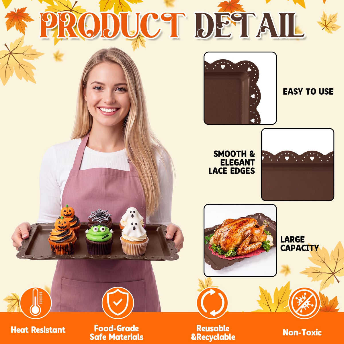 Meanplan Plastic Serving Trays, 14.4 x 9.3 Inches, Set of 12 in Fall Colors