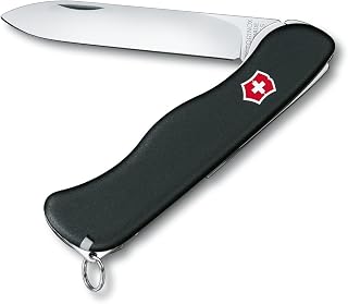 Victorinox Sentinel Swiss Army Knife, 4 Function Large Locking Blade, Black | Ultra lightweight black design with tweezers, toothpick, and key ring. Precision Swiss made craftsmanship for daily use