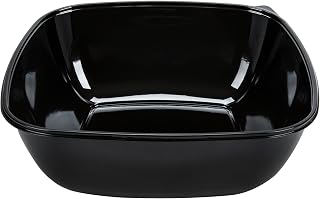 Sabert 320 oz/20 lb Black, PET Plastic Large Square Thermo-formed Catering Serving Bowl | 25/Case