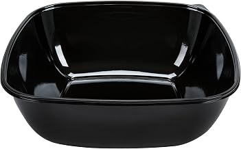320 oz/20 lb Black, PET Plastic Large Square Thermo-formed Catering Serving Bowl | 25/Case