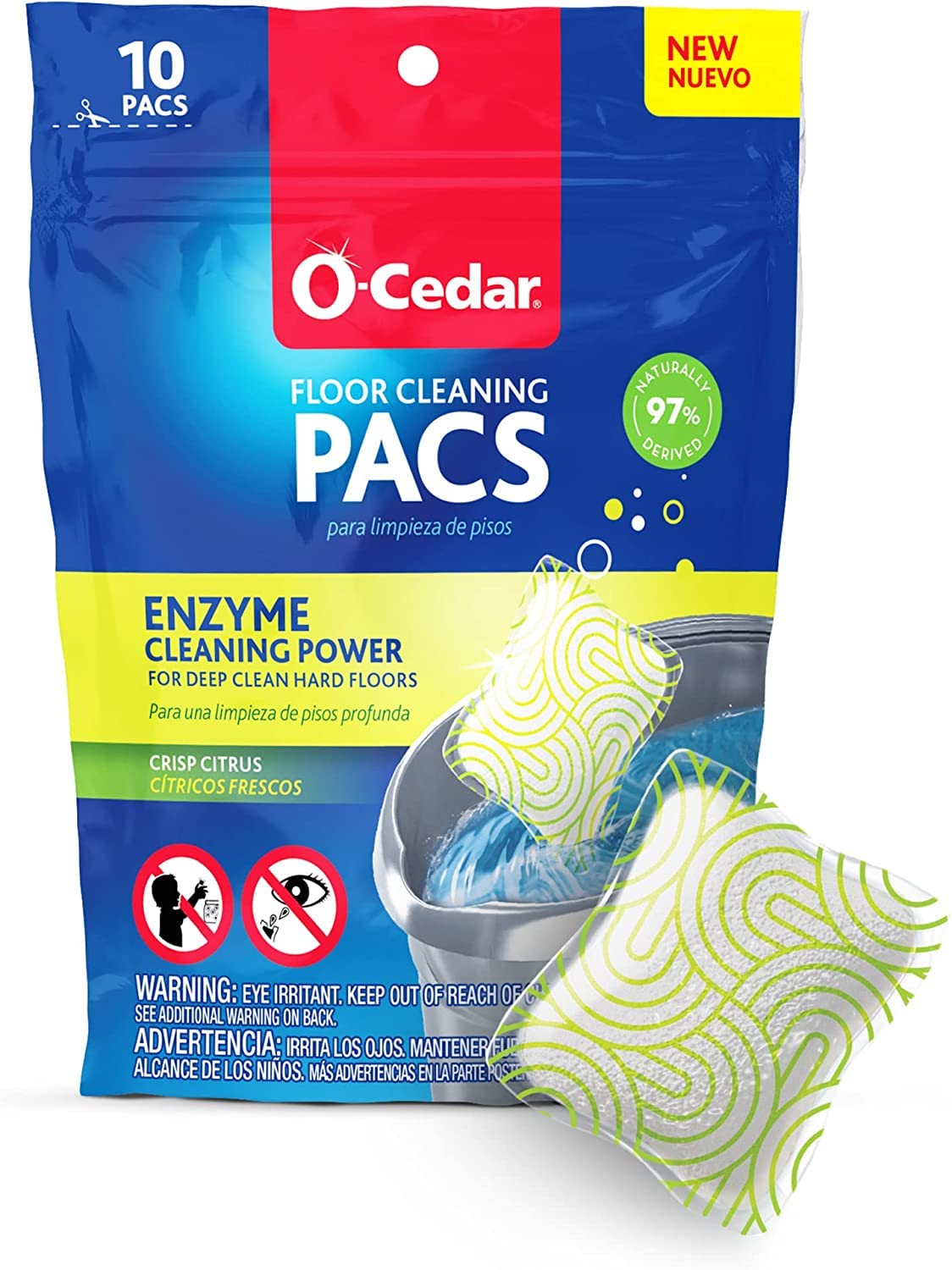 RinseClean Microfiber Spin Mop & Bucket Floor Cleaning System with Citrus Pac (Variety Pack) by O-Cedar – RC W/Citrus PACS, Microfiber, Blue