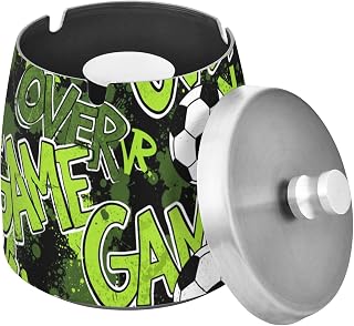 Abstract Fooball Soccer Ball Splash Ashtray with Lid, Outdoor Ashtrays for Patio