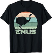 Emus with Retro Sunset Emu T-Shirt