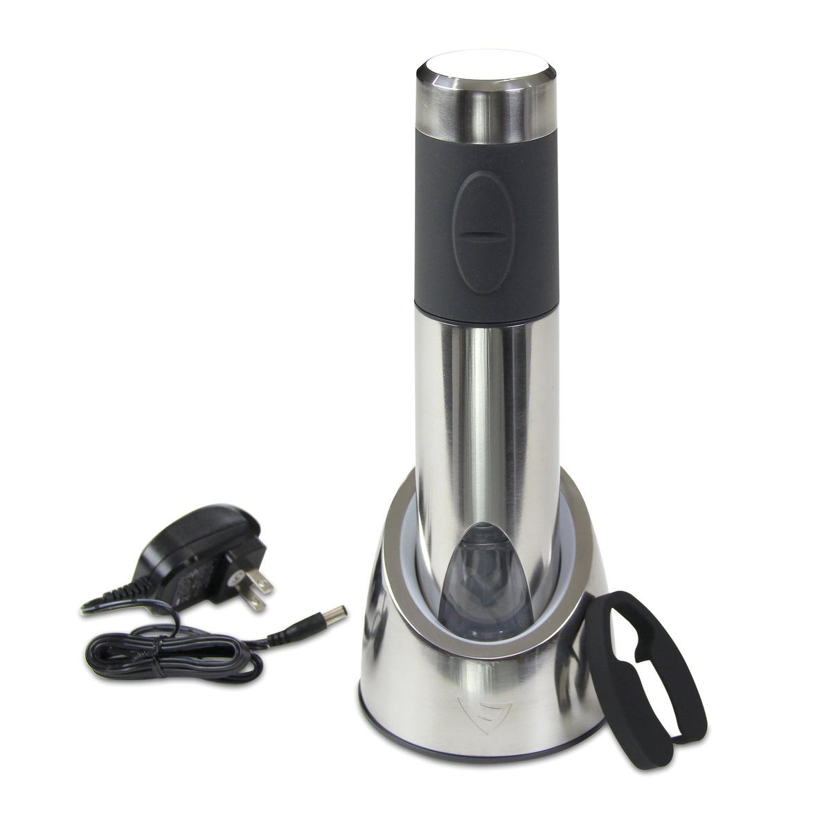 Electric Rechargeable Wine Opener with Base and Foil Cutter by Vinturi – Rechargeable, Plastic, Silver, Model V9046