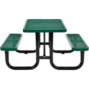 4' Rectangular Expanded Metal Picnic Table by Global Industrial – 48" x 62" x 29.5", Alloy Steel, Green, Model 695485GN