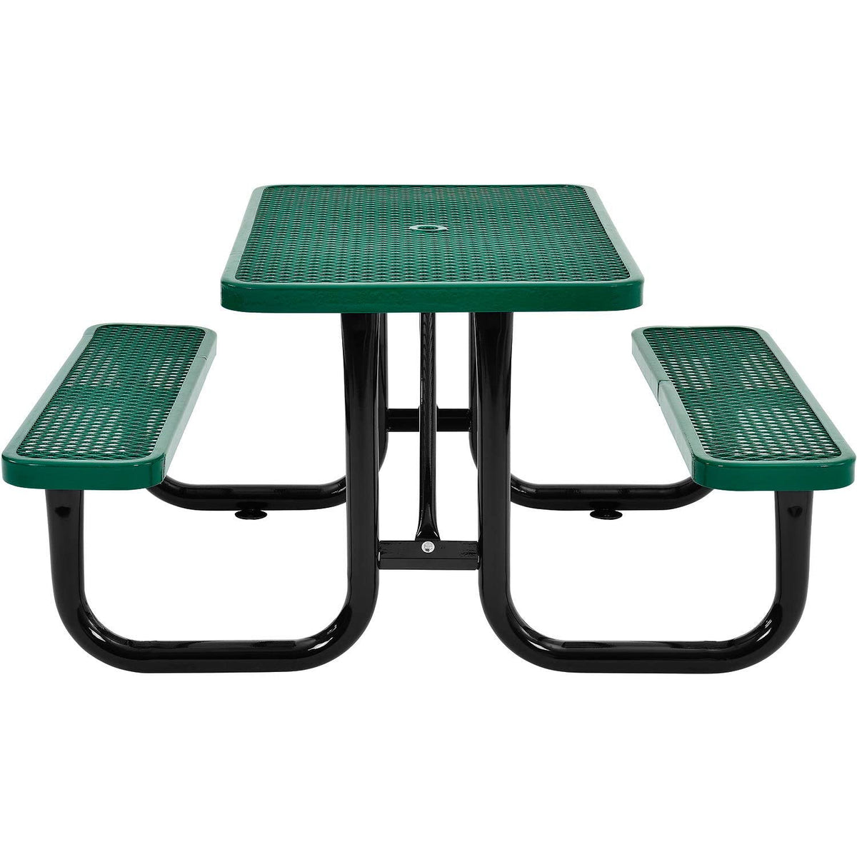 4' Rectangular Expanded Metal Picnic Table by Global Industrial – 48" x 62" x 29.5", Alloy Steel, Green, Model 695485GN