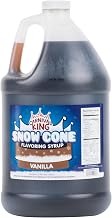 Carnival King 1 Gallon Snow Cone Syrup Vanilla - Delicious Shaved Ice Flavoring for Slushies, Machines & Parties