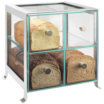 Soho 4 Drawer Bread Case Color: Silver by AS ONE – 17.0" L x 17.0" W x 17.0" H, 30.0 liters, Metal, Silver, Model 1586-74