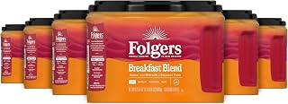 Folgers Breakfast Blend Ground Coffee, Mild Roast, 6 Canisters