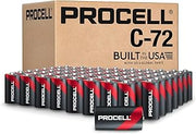 PROCELL C Alkaline Batteries, 1.5V, 72-Pack for Professional Devices | 10-year shelf life; LR14 high/low-drain cell; fits smoke detectors, flashlights, dispensers; bulk case pack